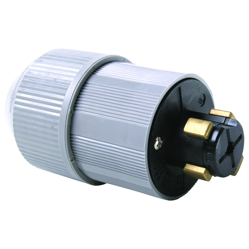 20415-N Turnlok 3-Phase Power Interrupting Locking Plug, 600 VAC/250 VDC, 30 A, 3 Poles, 4 Wires, Black