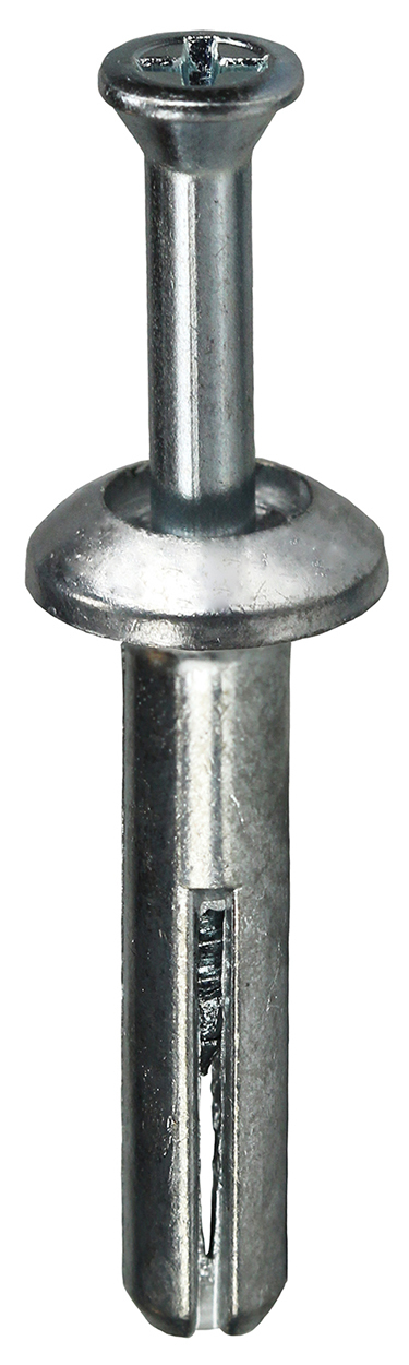 ZAS200 Anchor With Pin and Screw, 1/4 in Dia, 2 in OAL, Zamak Alloy Body Shell, Carbon Steel Pin, Flat/Phillips Head
