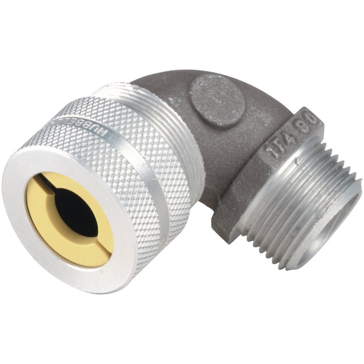 ZN109 Z Series 90 deg Cord Connector, 1/2 in Trade, (1) Conductors, 1/2 to 5/8 in Cable Openings, Copper-Free Aluminum, Natural