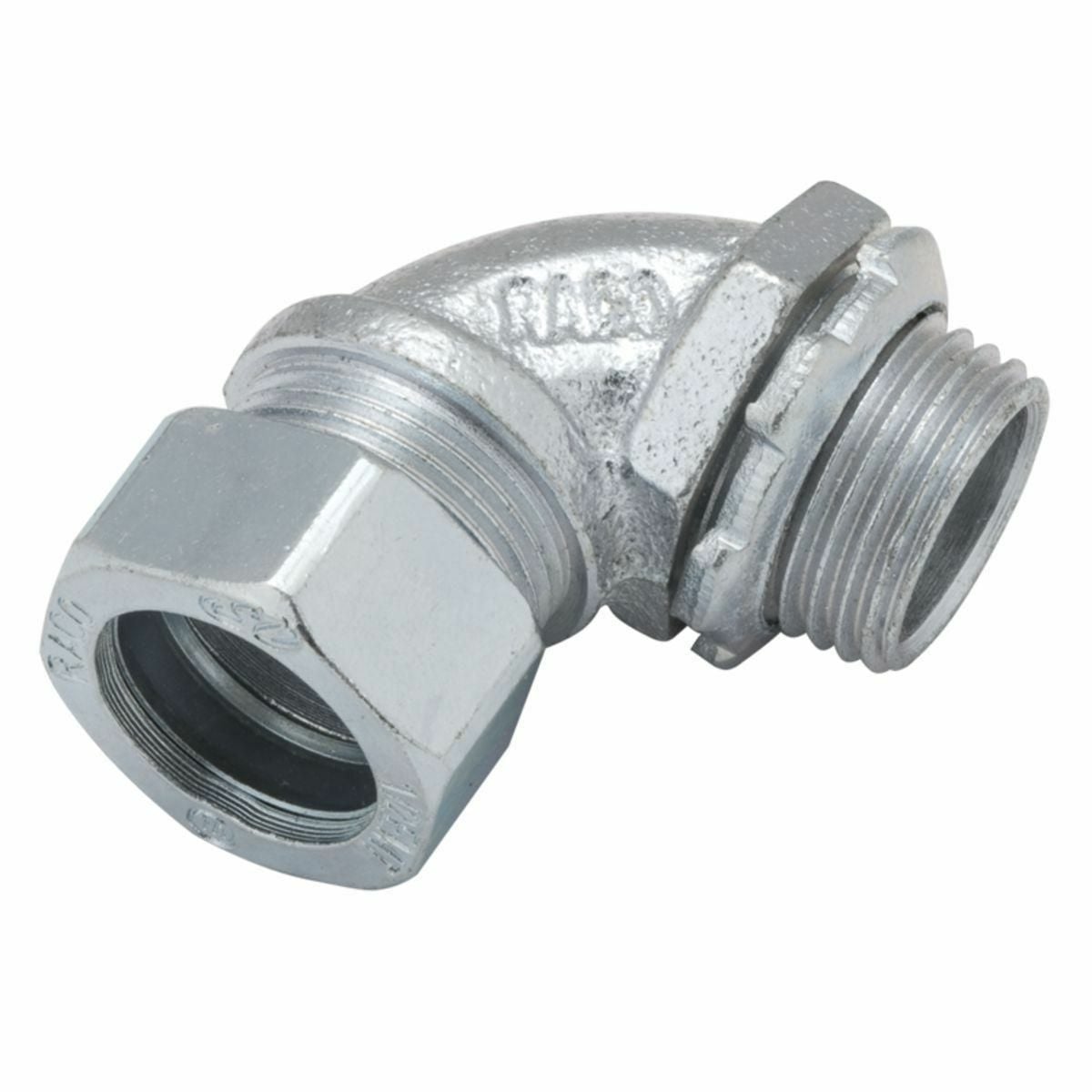 2073 Non-Insulated Set Screw Short Compression Connector, 3/4 in Trade, 13/16 in Cable Openings, For Use With EMT Conduit, Steel, Electro-Plated Zinc