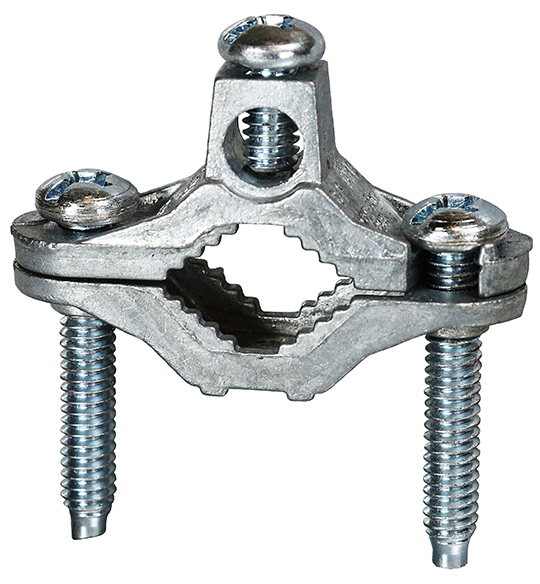 20M High Strength Bare Ground Clamp With Screws, 8 to 2 AWG Conductor, Malleable Copper Alloy