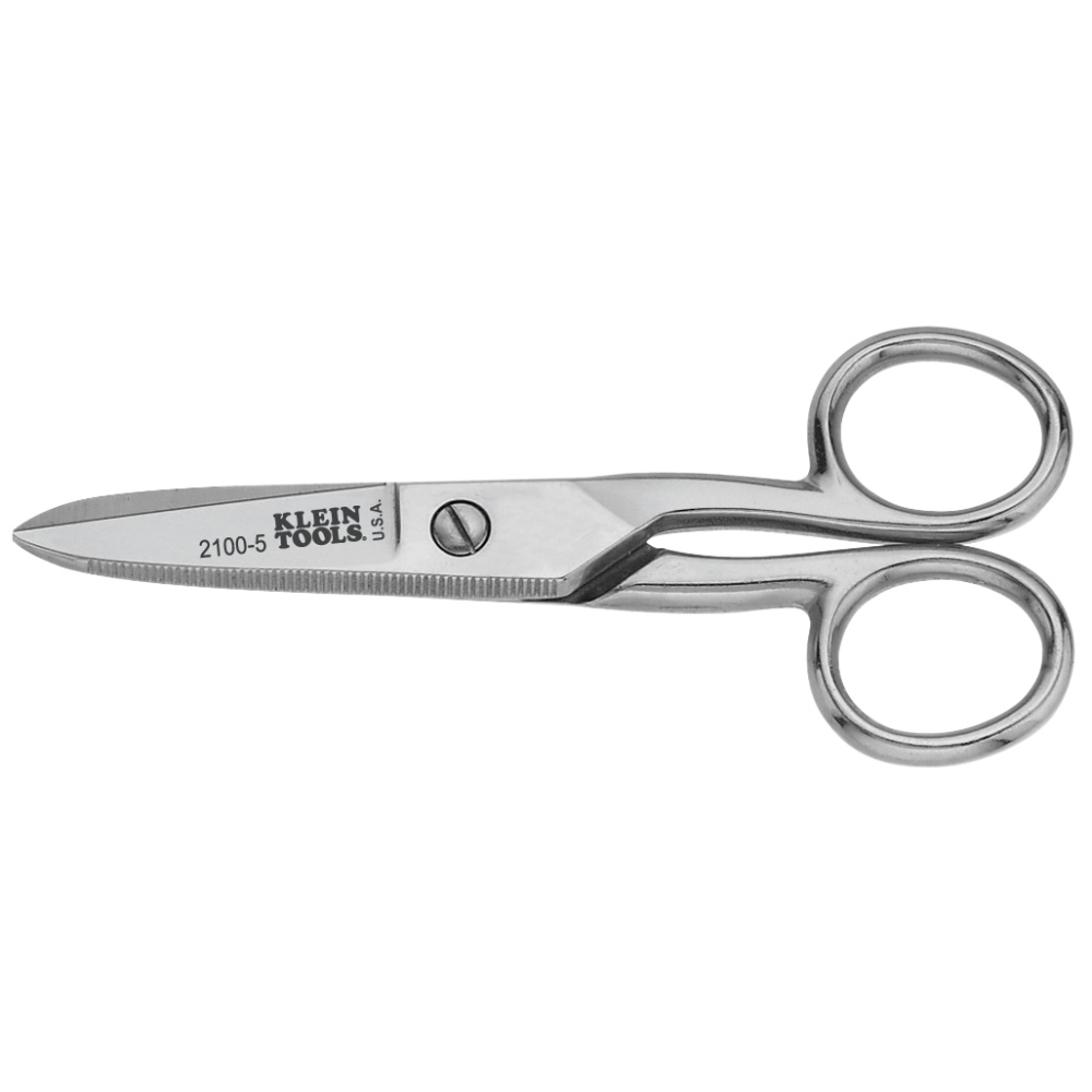 2100-5 Electricians Scissor, 1-7/8 in L of Cut, 5-1/4 in OAL, Steel Blade