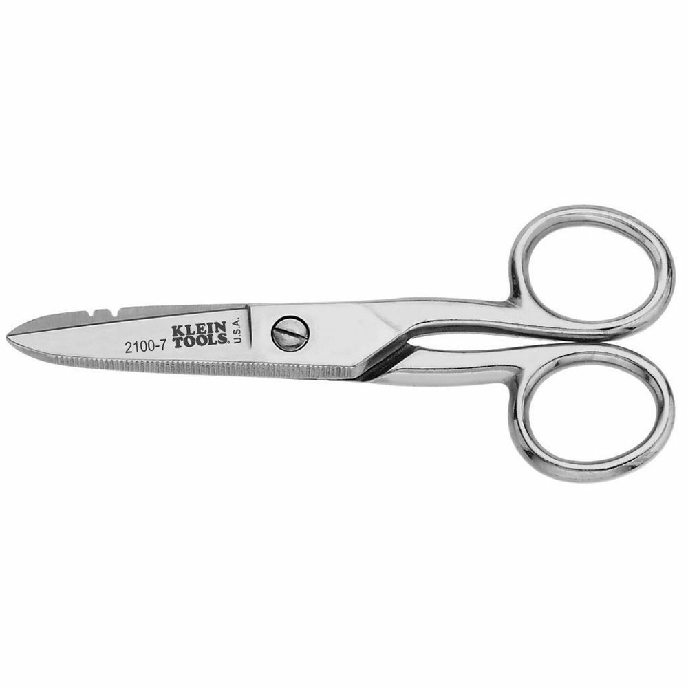 2100-7 Heavy Duty Electricians Scissor, 1-7/8 in L of Cut, 5-1/4 in OAL, Blunt Tip, Serrated Edge, Tempered Steel Blade, Steel Handle, Right Hand