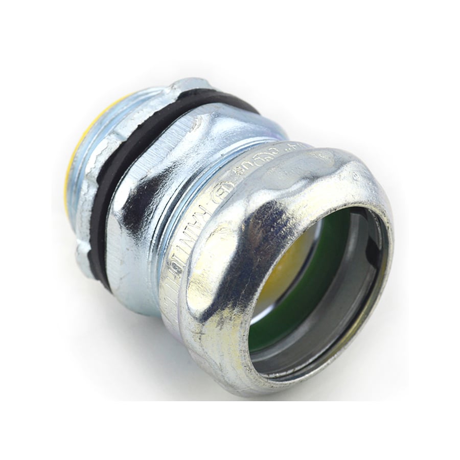 253-SRTI Bridgeport Raintight Insulated Throat Compression Connector, 1-1/4 in Trade, For Use With EMT Conduit, Steel, Electro-Plated Zinc