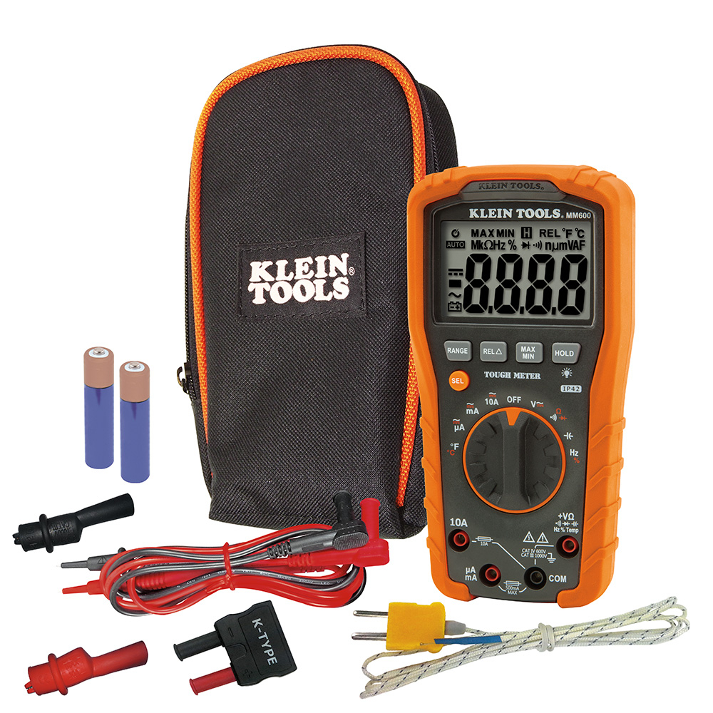 MM600 Auto-Ranging Digital Multimeter, 1000 V AC/DC, 10 A, 40 mOhm, 4000 Count LCD Display