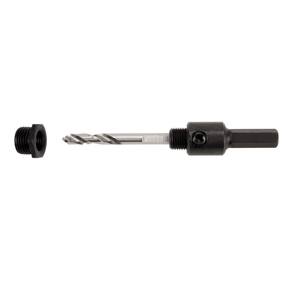 31905 Threaded Hole Saw Arbor With Adapter, 3/8 in Hex Shank, 1/8 in Pilot Drill, Steel