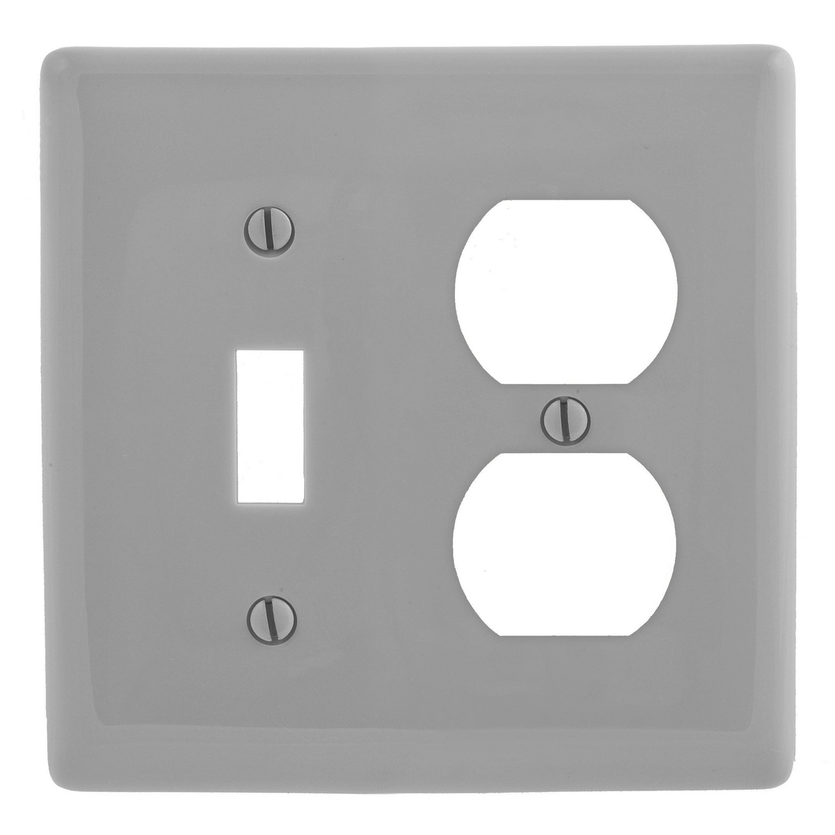 NP18GY Standard Combination Wall Plate, 2 Gangs, 4.68 in W x 4.63 in H, Nylon, Gray