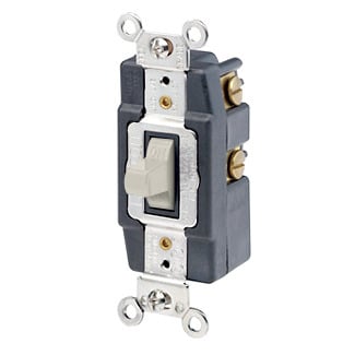 1257-T Grounding Momentary Contact AC Quiet Toggle Switch, 120/277 V AC, 20 A, 800 W, 1000 VA Power Rating, SPDT Contact
