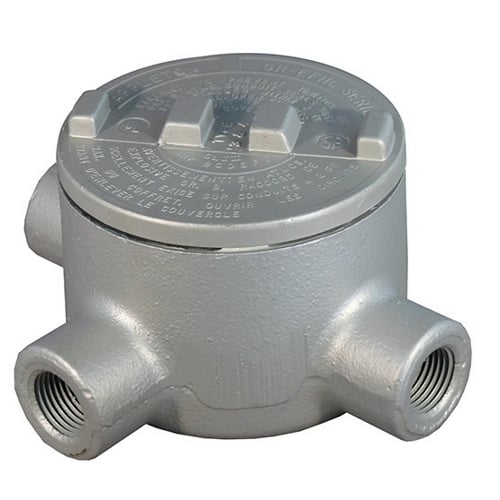 GRT150-A Unilets T-Style Dust-Ignitionproof Explosionproof Conduit Outlet Box With Cover, 1-1/2 in, 4.88 in Cover Opening, 72 cu-in, Epoxy Powder Coated