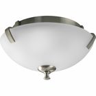 This light is an elegantly minimalist fixture that hugs the ceiling and is appropriate for rooms with low headroom or tall furniture. Cool and modern with a casual flair, Wisten provides a signature look to any room. Two-light 14 inch close-to-ceiling fixture with etched glass and Brushed Nickel details. This fixture adds style to bedrooms, bathrooms, hallways and other areas of the home.