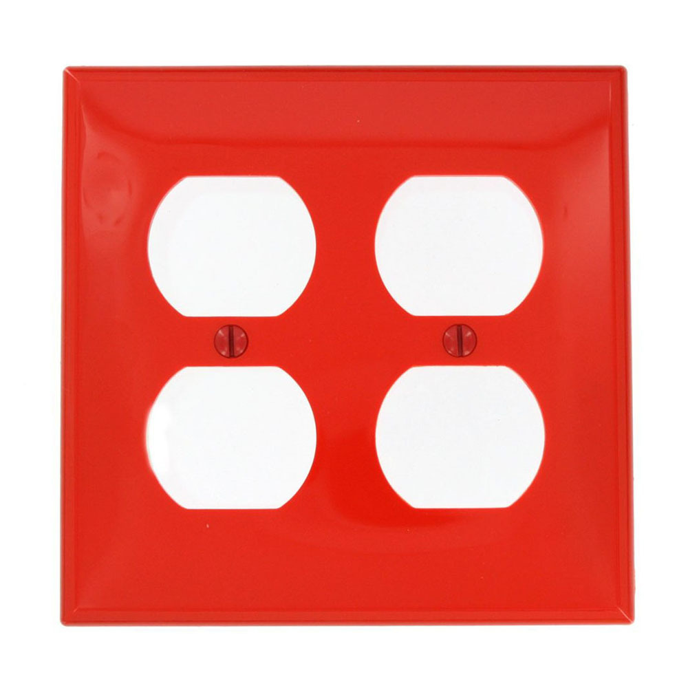 80716-R Standard Size Traditional Wall Plate, 2 Gangs, 4.562 in W x 4.5 in H, Thermoplastic, Red