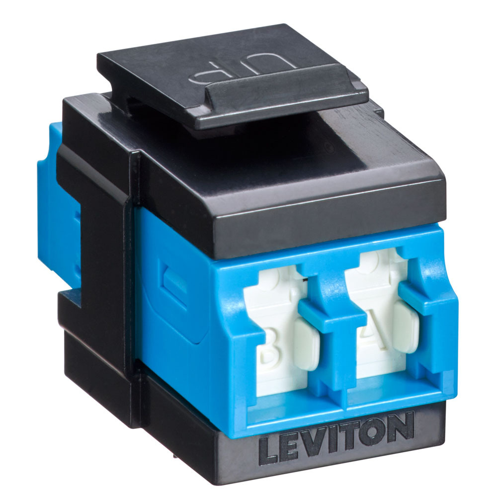 41086-SLE QuickPort Shuttered Fiber Optic Adapter, LC Duplex Connector, Snap-Fit Mount, OS2 Laser Optimized Singlemode Fiber