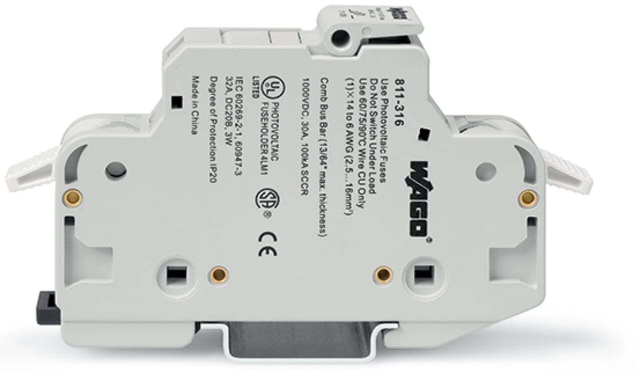 811-321, 690 V, 32 A, 14 to 6 AWG Wire, 2 Poles, DIN Rail Mount
