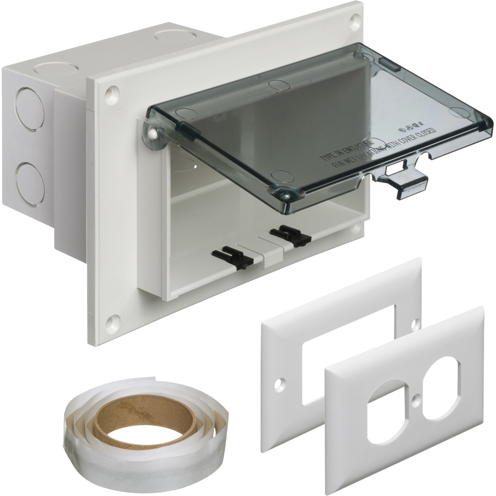 DBHR1C InBox DB Series 1-Piece Low Profile Electrical Box, Plastic, 22 cu-in Capacity, 1 Gang, 1 Outlet, 7.186 in L x 4.934 in W x 5.16 in D