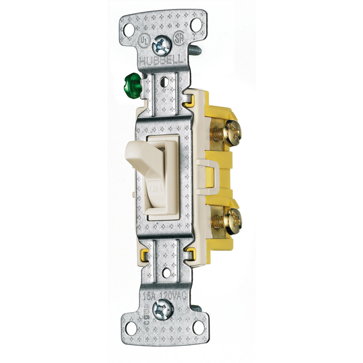 RS115LA Compact General Purpose Grounding Standard Toggle Switch, 120 V, 15 A, 1800 W Power Rating, 2-Position Contact
