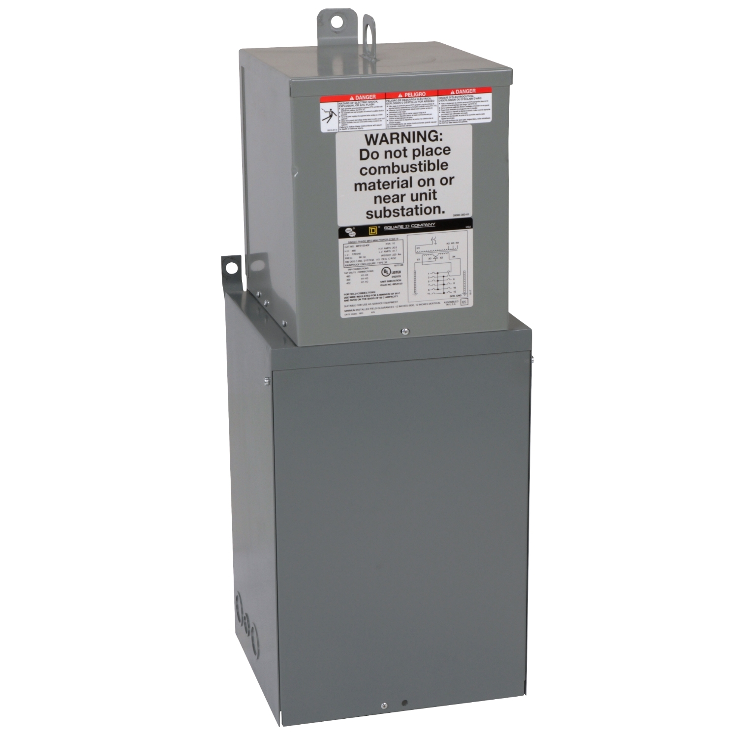 MPU10S40F Power Zone Substation, 480 V Primary, 120 to 240 V Secondary, 10 kVA Power Rating, 1 Phase