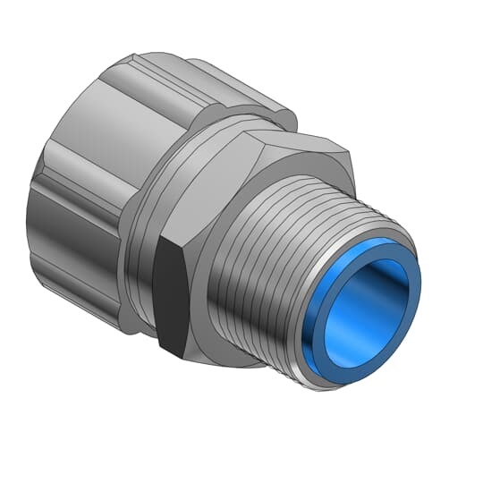 7366 T&B Insulated Straight Conduit Connector With PG Thread, 1-1/4 in Trade, Nylon/Steel, Hot Dipped Galvanized