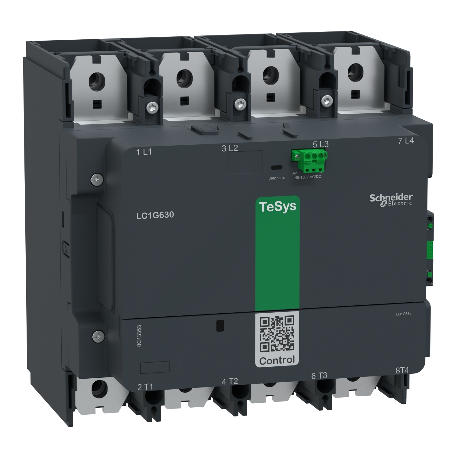LC1G6304EHEN LC1G Contactor, 48 to 130 V AC/DC V Coil, 1050 A, 4NO Contact, 4 Poles