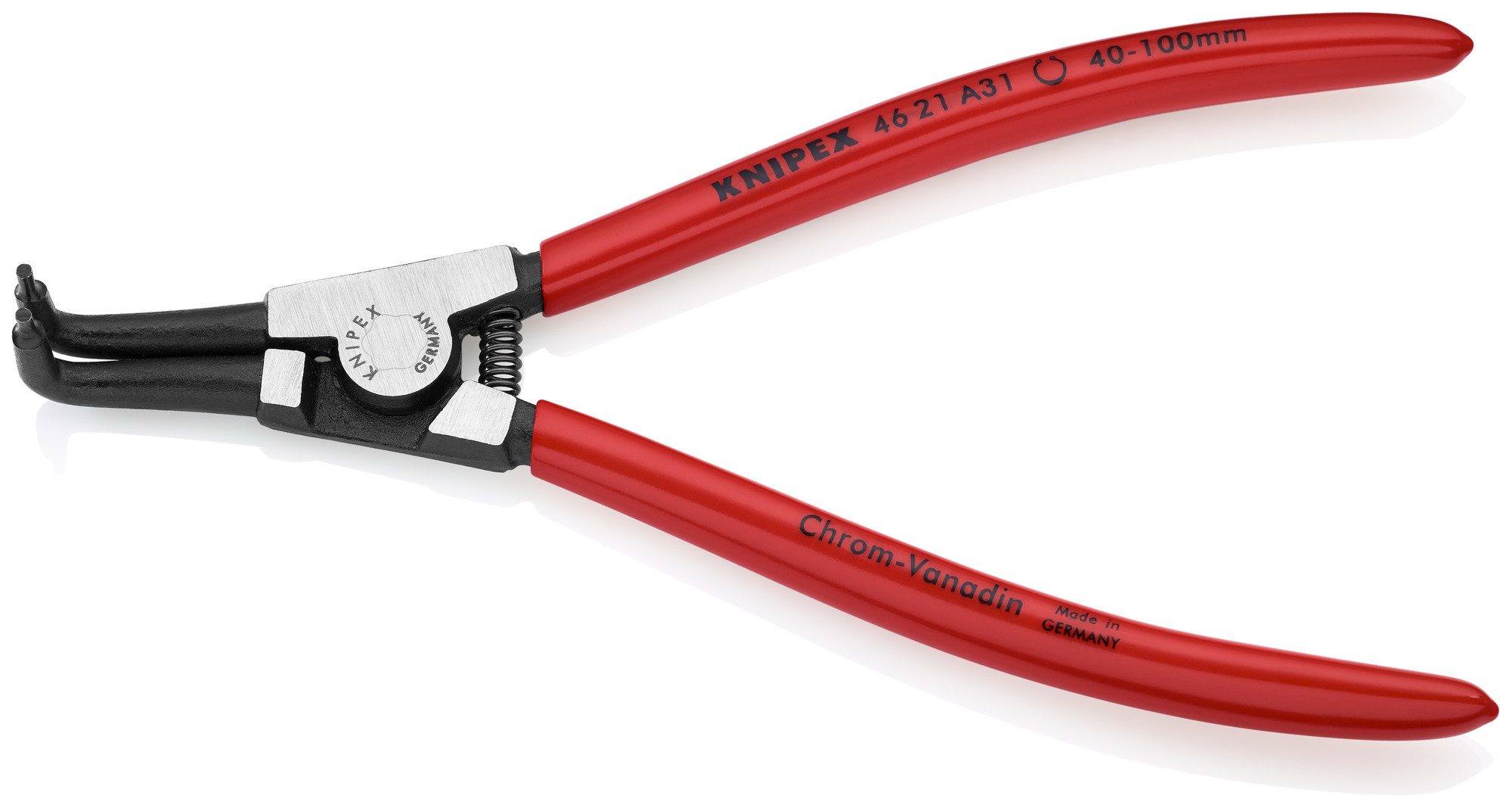 External 90° Angled Snap Ring Pliers-Forged Tips, 8 in., Plastic coating, 3/32 in. Tips