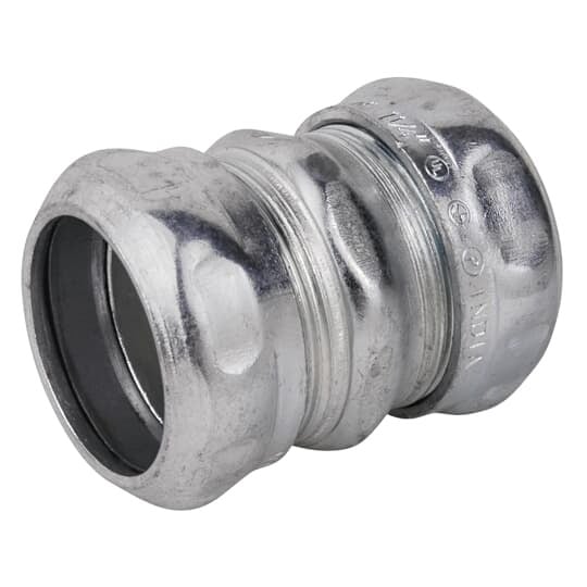 TK114A Steel City Compression Coupling, 1-1/4 in, For Use With EMT Conduit, Steel, Zinc Plated