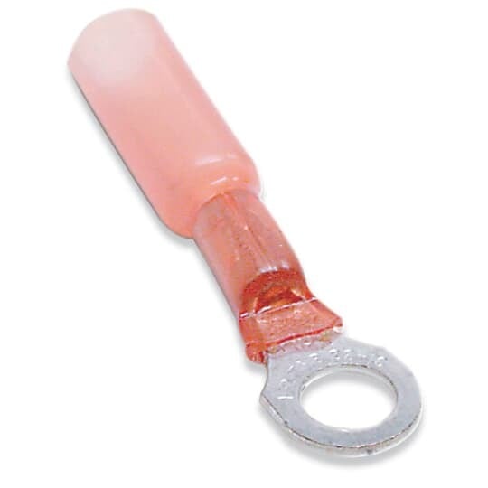 RAS18-8X Sta-Kon RA Series Heat Shrinkable Insulated Ring Terminal, 22 to 18 AWG Conductor, 1.26 in L, Copper, Red