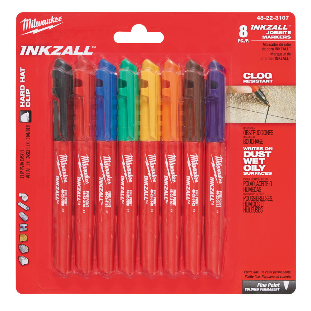 48-22-3107 Point Marker, Chisel/Fine Tip, Plastic, Black/Blue/Brown/Green/Orange/Purple/Red/Yellow