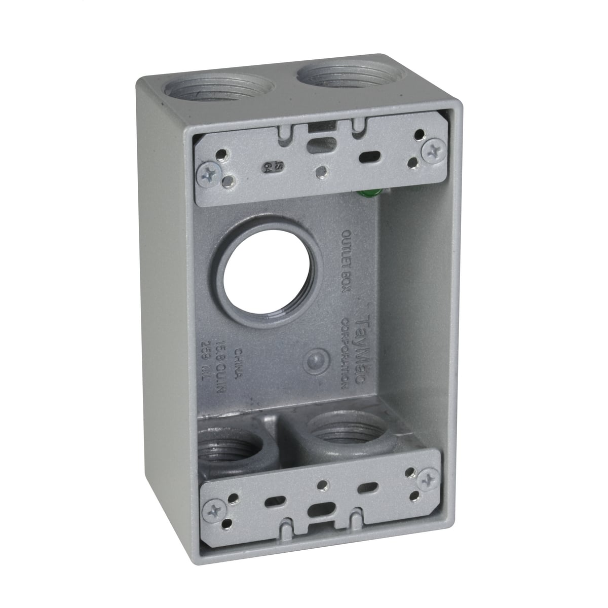 SB575S Weatherproof Outlet Box, Die Cast Metal, 18.3 cu-in Capacity, 1 Gangs, 5 Outlets, 4-1/2 in L x 2-3/4 in W x 2 in D