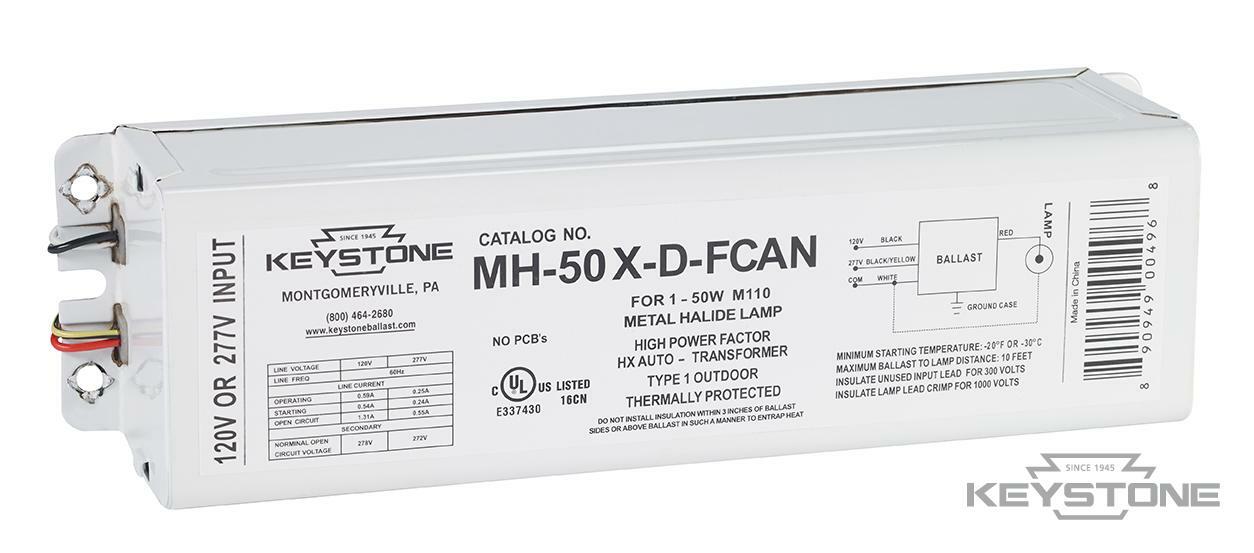 MH-50X-D-FCAN /A Fluorescent Case Ballast, 50 W Lamp, 120, 277 V