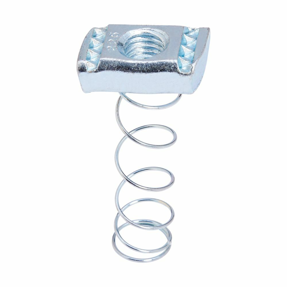 N724ZN 700 Standard Channel Nut With Spring, For Use With B11 and B12 Series Tall Channel, 1/4 in THK, 1/4-20 Thread, Steel