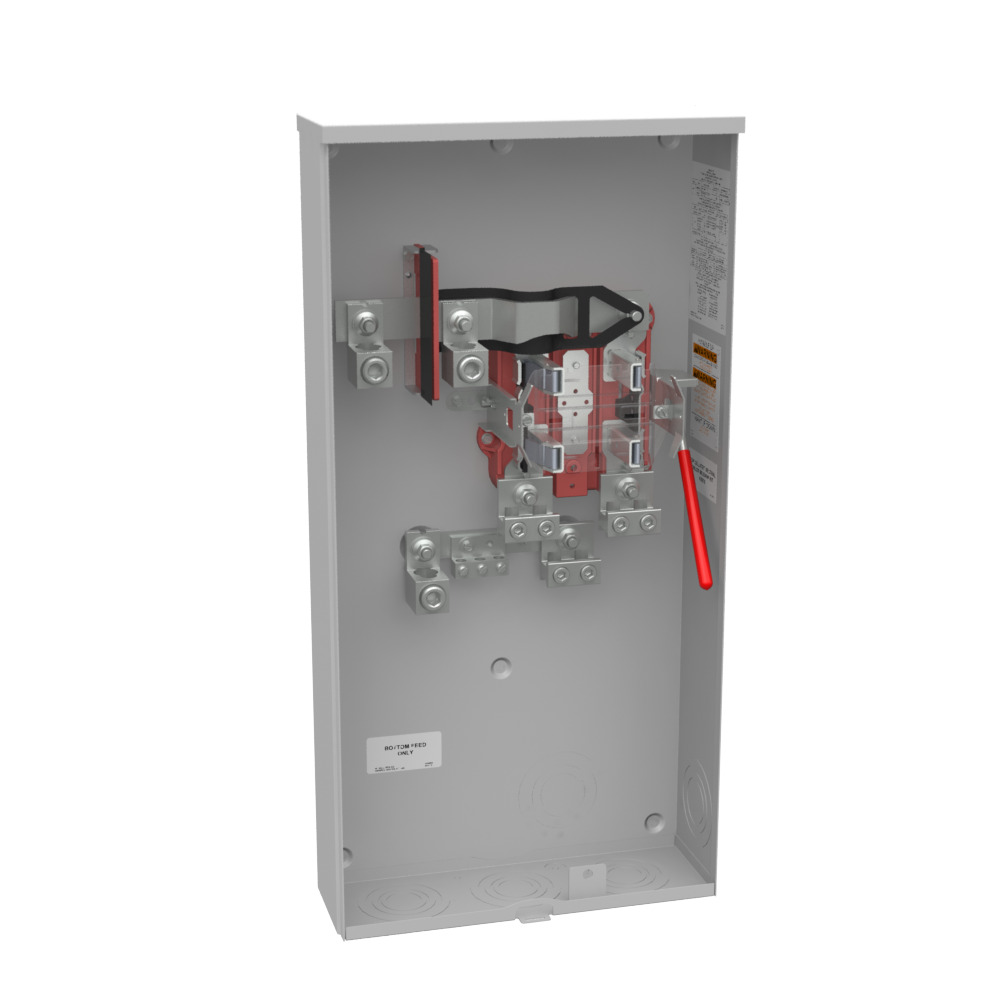 U1797-O-K3L-K2L-BL Single Position Meter Socket, 320 Amp, 1 Phase, Ringless, Lever, 4 Term, UG, 600V, Barrel Lock with Bracket Provision