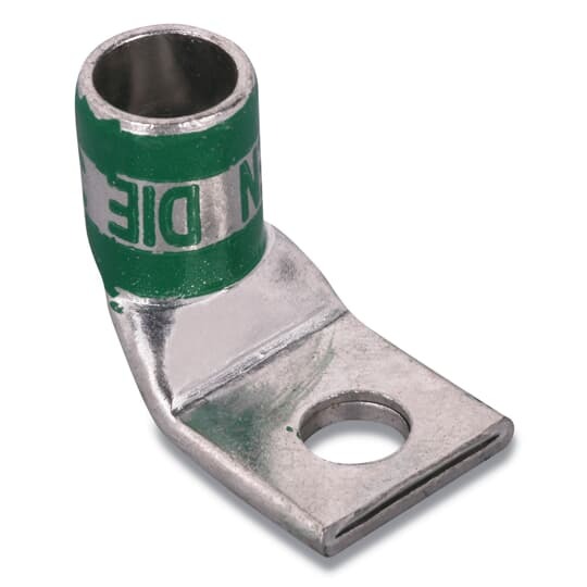 58161UB Color-Keyed 58100 1-Hole Non-Insulated Compression Lug With Peep Hole, 4/0 AWG Flexible Copper Conductor, Die Code: 62, 1/4 in Stud, Copper