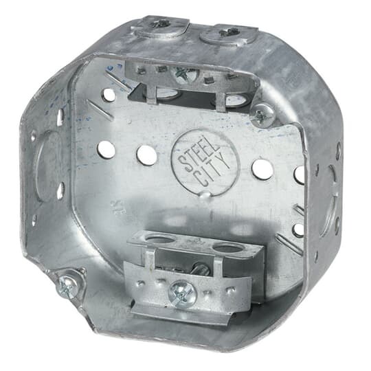 54151-A Steel City Drawn Style Ceiling Box, Steel, 15.8 cu-in Capacity, 1 Outlets, 2 Knockouts, 1-1/2 in D