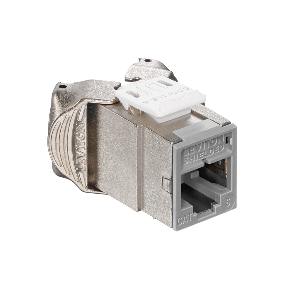 61SJK-RG6 Atlast-X1 QuickPort Component Rated Shielded Connector, Cat 6 Module, Surface Mount, Die Cast Zinc, Gray