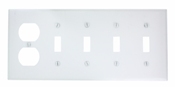 P48-W Standard Size Combination Wall Plate, 5 Gangs, 10 in W x 4-1/2 in H, Thermoset, White
