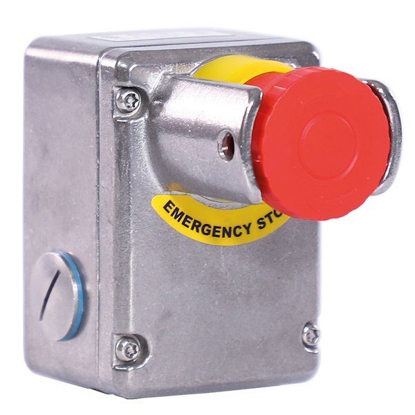 ESL-SS-P Emergency Stop Device with Shroud 4-Pole Contacts, Stainless Steel, 1/2 NPT, 2NC 2N