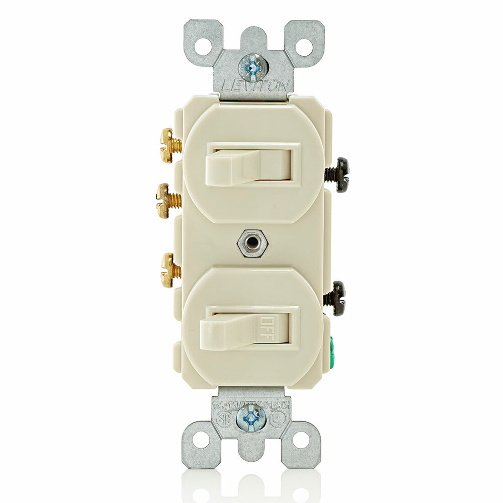 5241-T Traditional 3-Way Commercial Grade Duplex Non-Grounding Combination Switch, 20 A, 125 V AC, 1 hp, 1 Poles