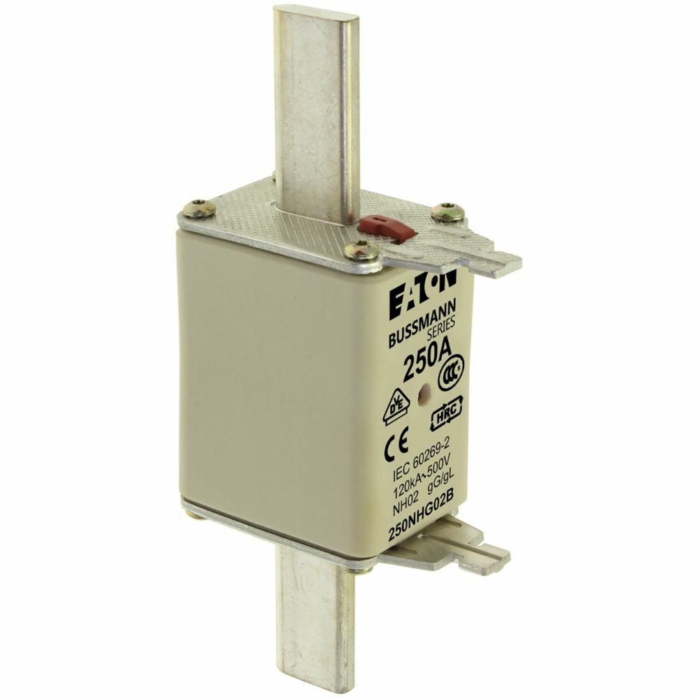 250NHG02B Size 02 Dual Indicator Low Voltage NH Fuse Link, 500 V, 250 A, For Use With Class C gG/gL Fuse, Ceramic