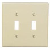 80509-I Midway Size Traditional Wall Plate, 2 Gangs, 4.94 in W x 4.875 in H, Thermoset, Ivory