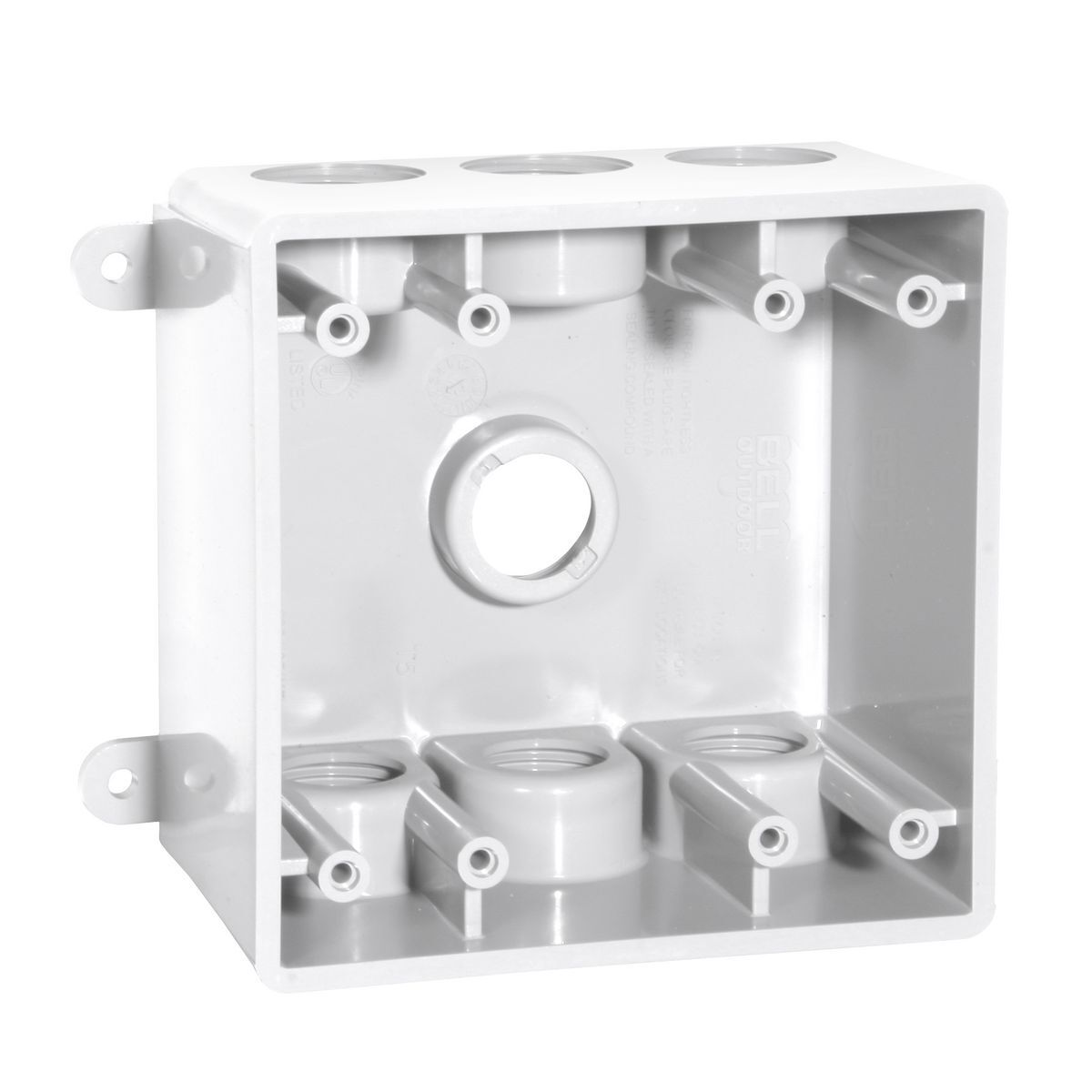 PDBD77550WH PDB Outlet Box, 2 Gangs, 2.625 in, Nonmetallic, White