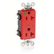 M1636-HGR Lev-Lok 1-Phase Extra Heavy Duty Straight Blade Duplex Receptacle, 125 V AC, 20 A, 2 Poles, 3 Wires, Red