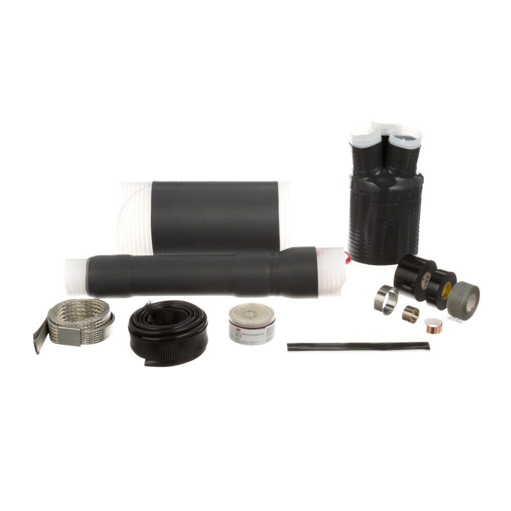 7100008237 QT-III 7600-T-3G Cold Shrink Termination Kit, 3 Pieces, For Use With Three Core Tape Shield, UniShield and Wire Shield Power Cable, Silicone Rubber, Black