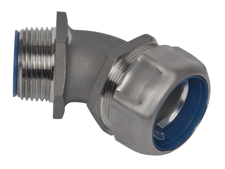 5343SST6 T&B Safe Edge 5300SST6 Insulated NPT Thread Standard Conduit Connector With Dura Plate Ground Cone, 3/4 in Trade, 45 deg, 316 Stainless Steel