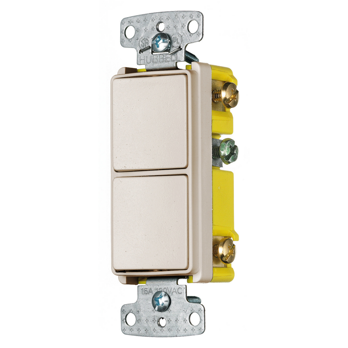 RCD103LA Decorator 3-Way 2-Position Standard Combination Switch, 120/277 VAC, 15 A, 4155 W Power Rating, 2-Position Contact