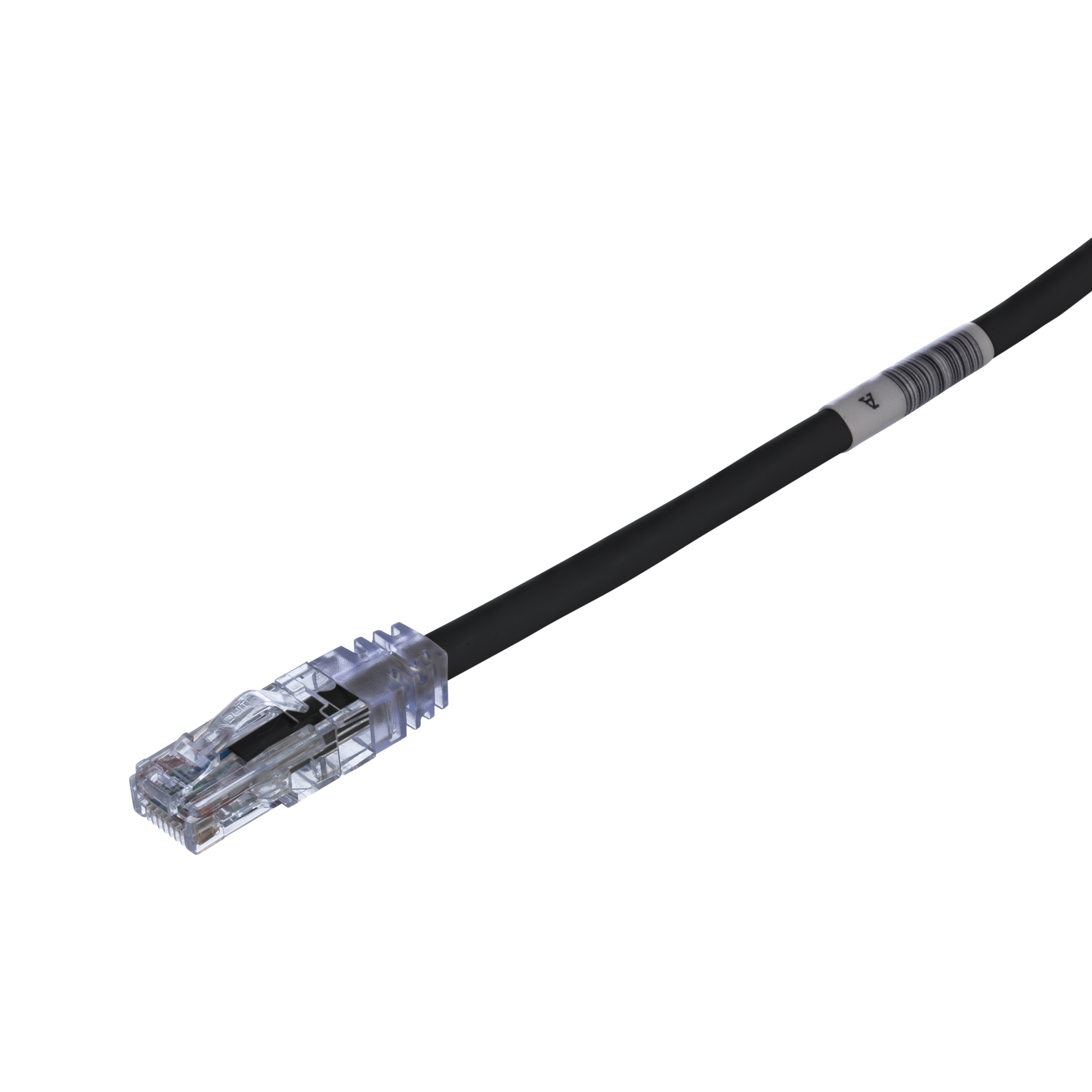 UTPSP1BLY PanNet TX6 Plus Class E Patch Cord, Cat 6, 24 AWG U/UTP Copper Stranded Conductor, RJ45 Modular Plug Boot Connector, 1 ft L Cord, Black