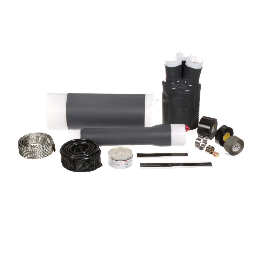 7000031662 QT-III 7600-T-3G Cold Shrink Termination Kit, 3 Pieces, For Use With Three Core Tape Shield, UniShield and Wire Shield Power Cable, Silicone Rubber, Black