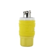 24W07 Wetguard 1-Phase Cable Mount Non-Grounding Watertight Locking Plug, 125/250 V AC, 10/15 A, 3 Poles, 3 Wires, Yellow
