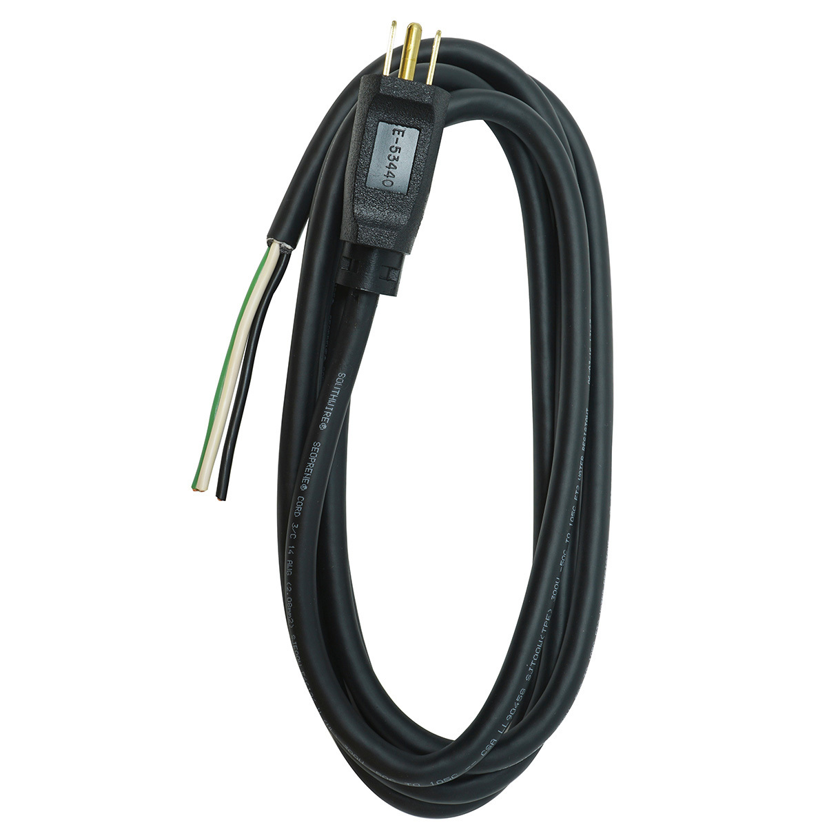 9ft SJEOW Power Supply Cord, 14/3, Black