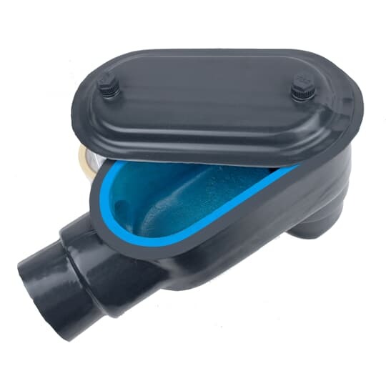LB27-G Ocal-Blue Type LB Conduit Body With Cover, 3/4 in Hub, Form 7 Form, 6.6 cu-in Capacity, Iron, PVC Coated