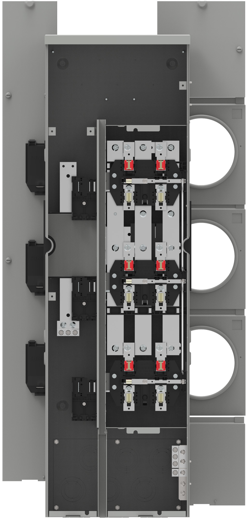 WMM32125J Residential Meter Stack, 3 Phase 4 Wire Incoming, 1 Phase 3 Wire Outgoing, 3 Meter Position per Stack 125 Amp, max Tenant Breaker, Outdoor