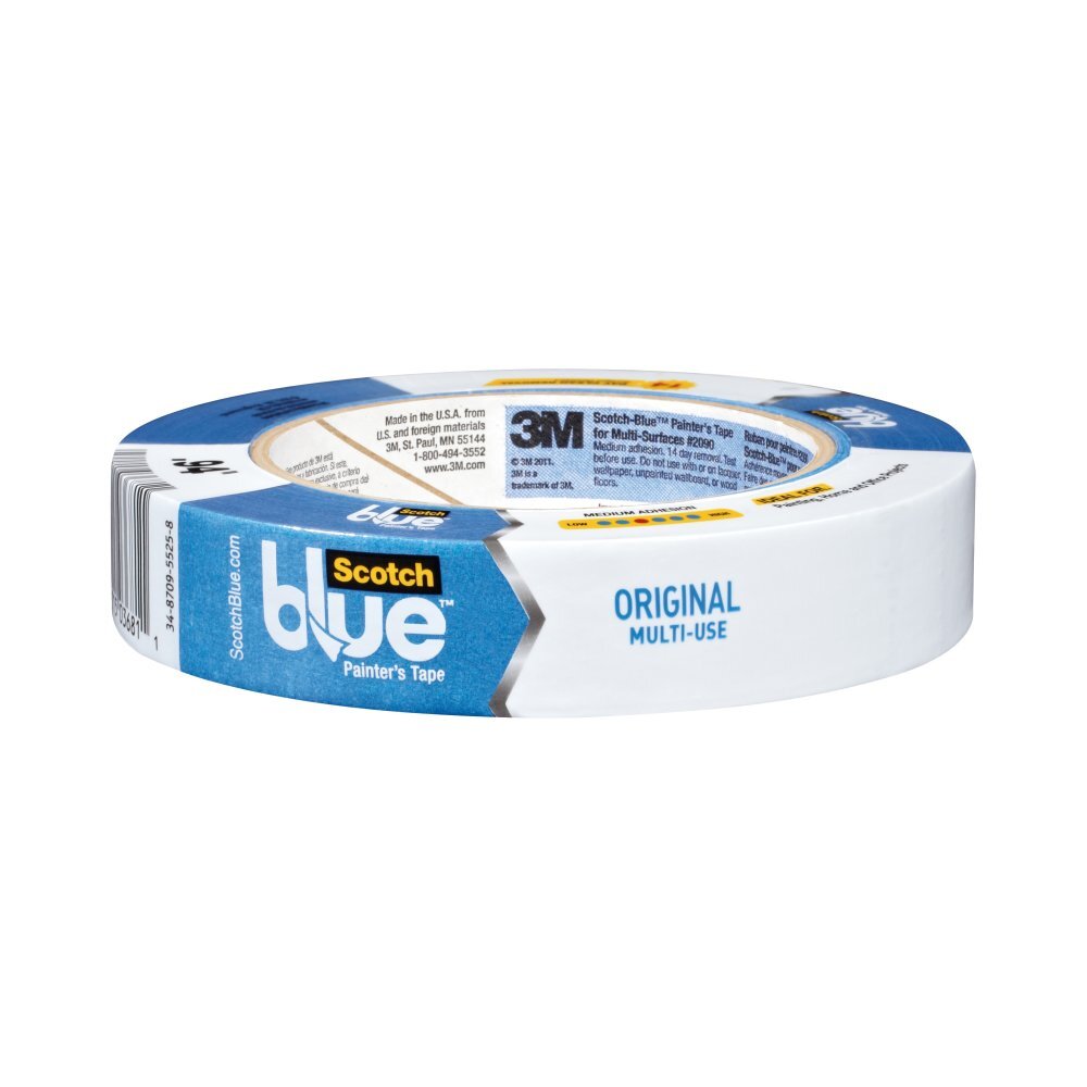 7100185227 ScotchBlue Painters Tape, 60 yd L x 1 in W, 5.4 mil THK, Acrylic Adhesive, Crepe Paper Backing